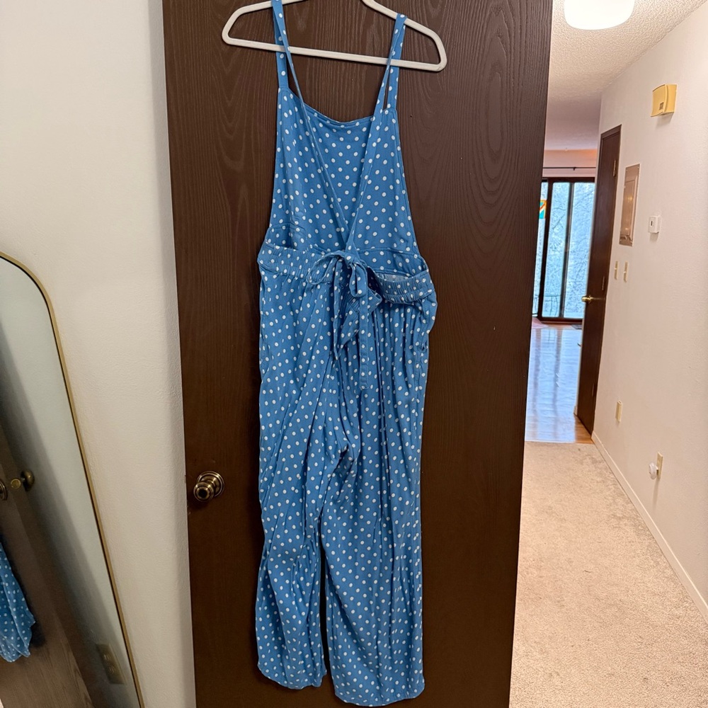 Torrid Light Blue and White Polka Dot Jumpsuit - Picture 2 of 6
